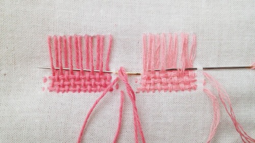 刺し子糸・刺繍糸のダーニングを比較した画像